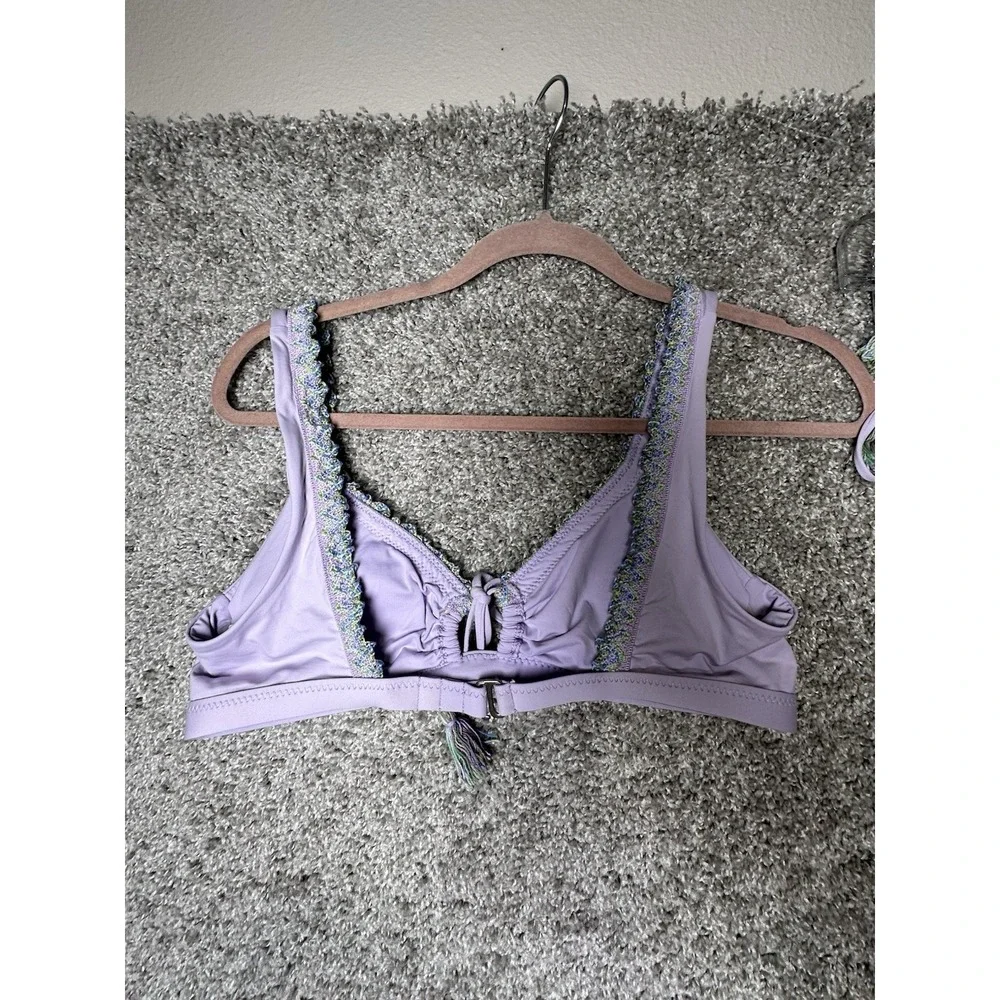 BECCA by Rebecca Virtue Iris Purple Crochet‎ Trim Bikini Set Size Large EUC!